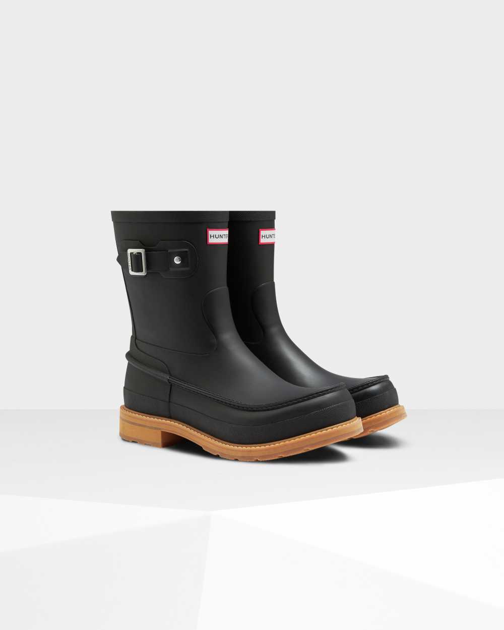Hunter Original Moc Toe Short Men's Rain Boots NZ-74231E Black
